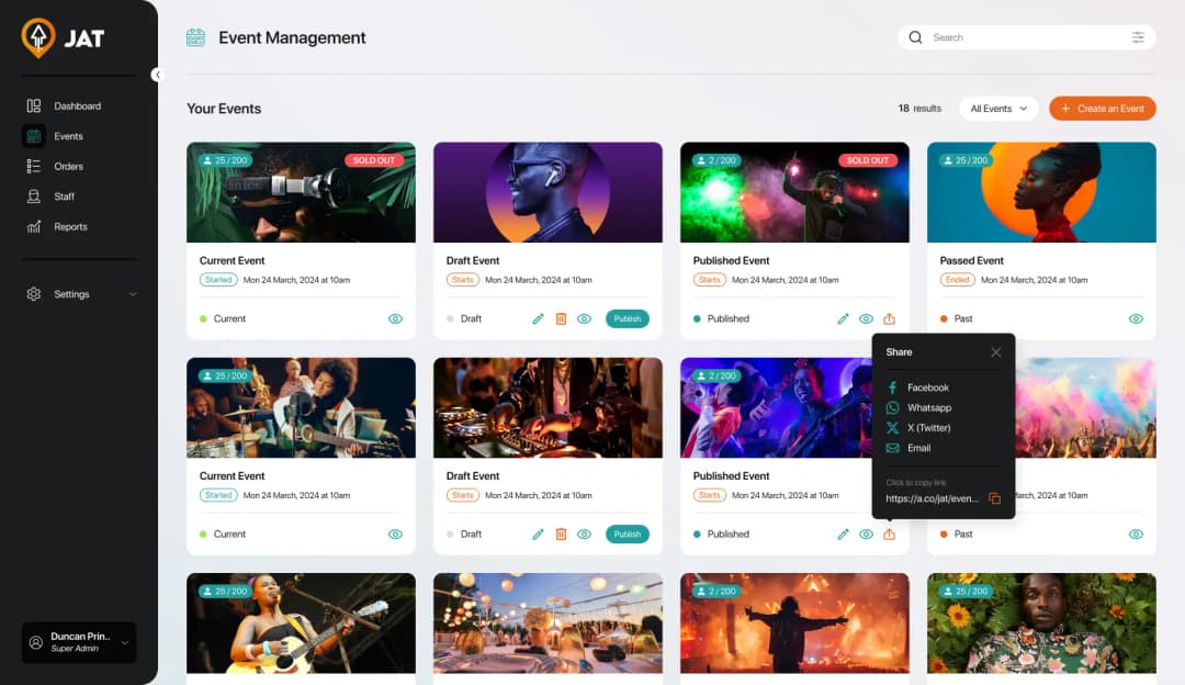 JAT Dashboard Interface